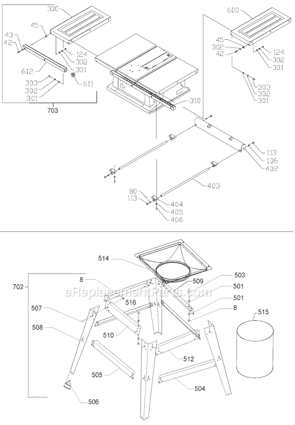Page B Diagram and Parts List for FS210LS Type 2 Black and Decker Table Saw